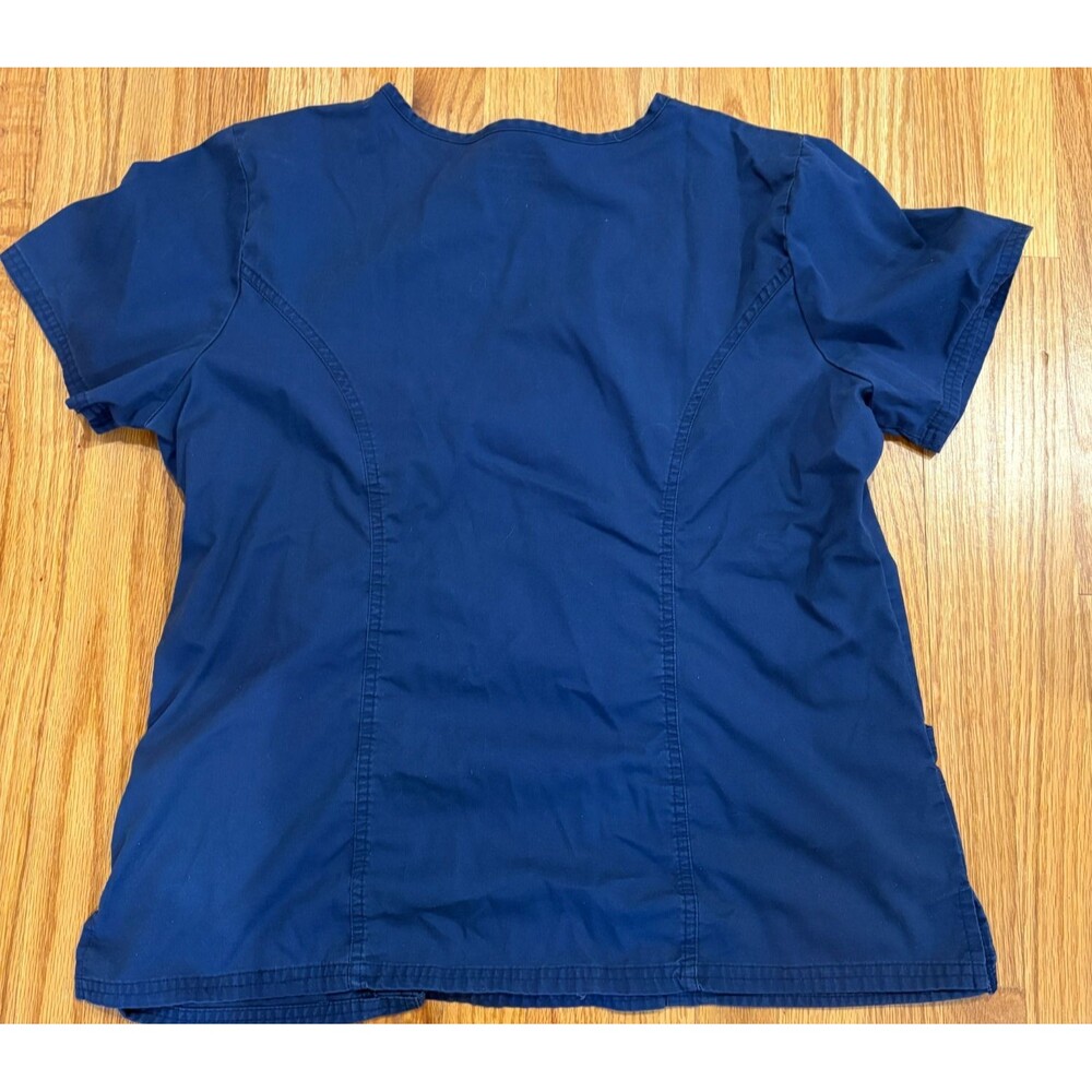 Scrub Tops Women's XL Uniform Shirt Cherokee Core Stretch Blue V-Neck Lot of 2 - Picture 3 of 6